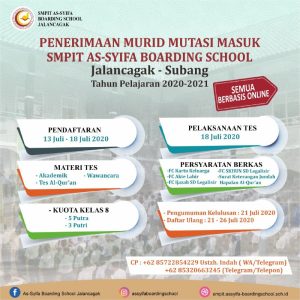 PENERIMAAN MURID MUTASI/PINDAHAN (MASUK) TAHUN PELAJARAN 2020/2021