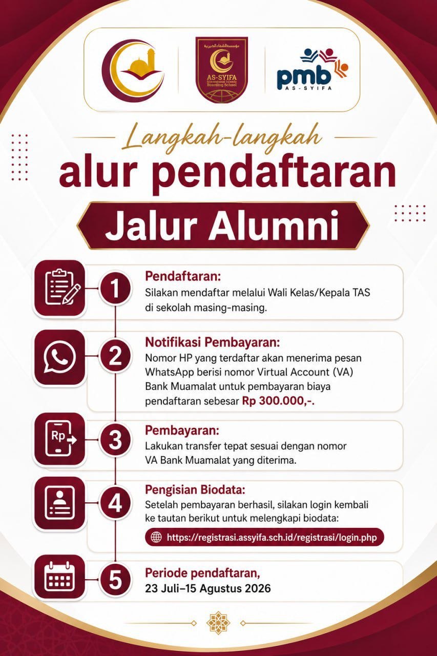 PENDAFTARAN SMAIT/MA/SMKIT AS-SYIFA JALUR ALUMNI